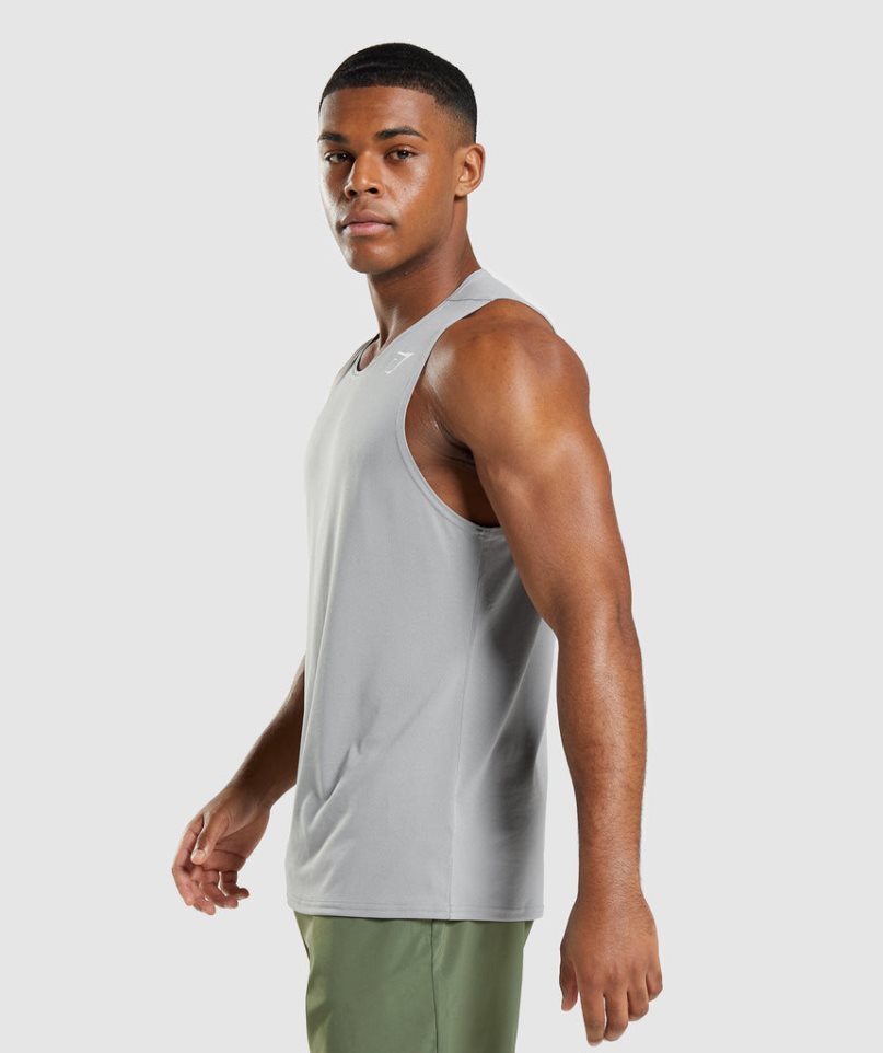 Men's Gymshark Arrival Tanks Light Grey | NZ 8VORXM